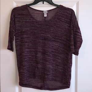 Short sleeve purple high-low top